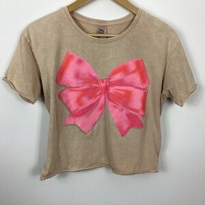 Day Break Pink Bow Crop Top Size Medium